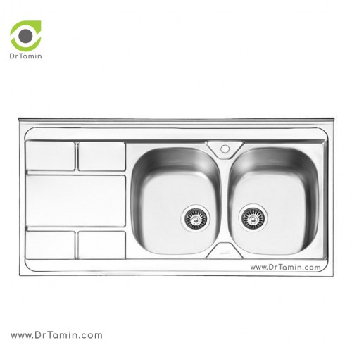 سینک ظرفشویی روکار ایلیا استیل مدل 1042 (ابعاد 60×120 سانتیمتر)
