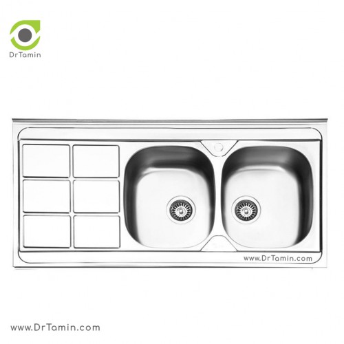سینک ظرفشویی روکار ایلیا استیل مدل 1043 (ابعاد 60×120 سانتیمتر)