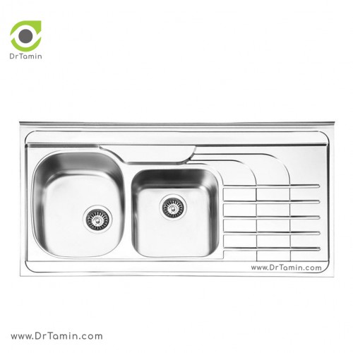 سینک ظرفشویی روکار ایلیا استیل مدل 1047 (ابعاد 60×120 سانتیمتر)