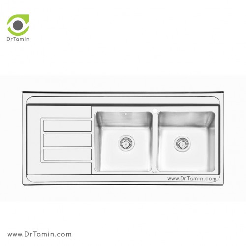 سینک ظرفشویی روکار ایلیا استیل مدل 1062 (ابعاد 60×120 سانتیمتر)