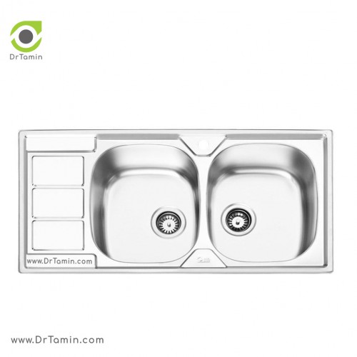 سینک ظرفشویی توکار ایلیا استیل مدل 2051 <br> ( ابعاد 50×100 سانتیمتر)