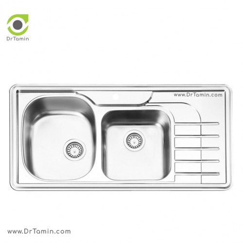 سینک ظرفشویی توکار ایلیا استیل مدل 2057 (ابعاد 50×100 سانتیمتر)
